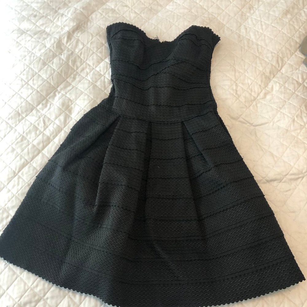 ✨ Black Strappy Strapless Dress Zipper Back